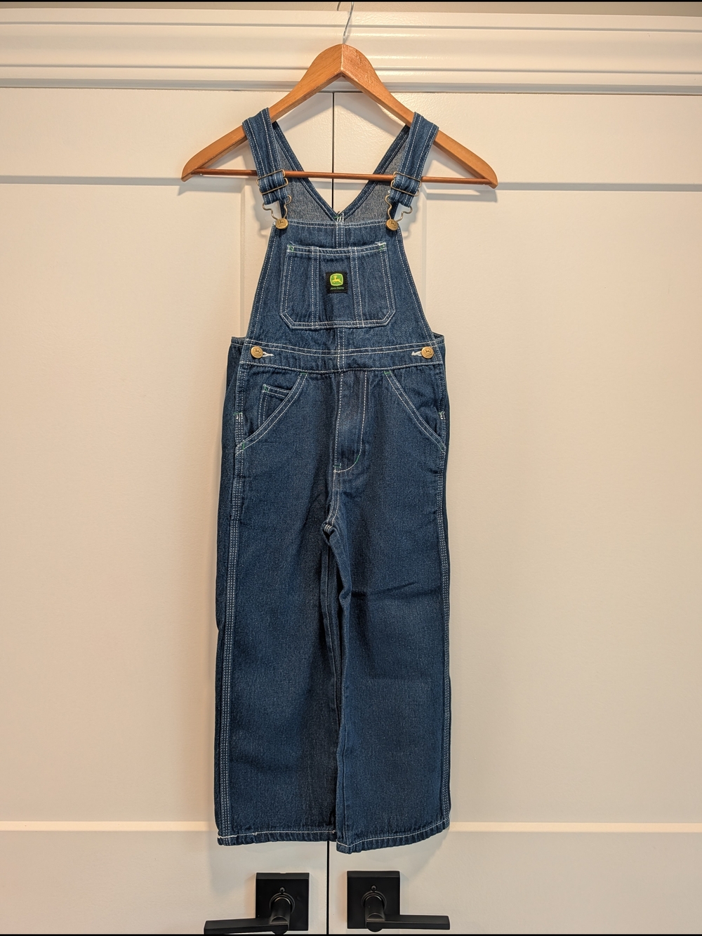 JOHN DEERE Kids Blue Denim Bib Overalls Size 7